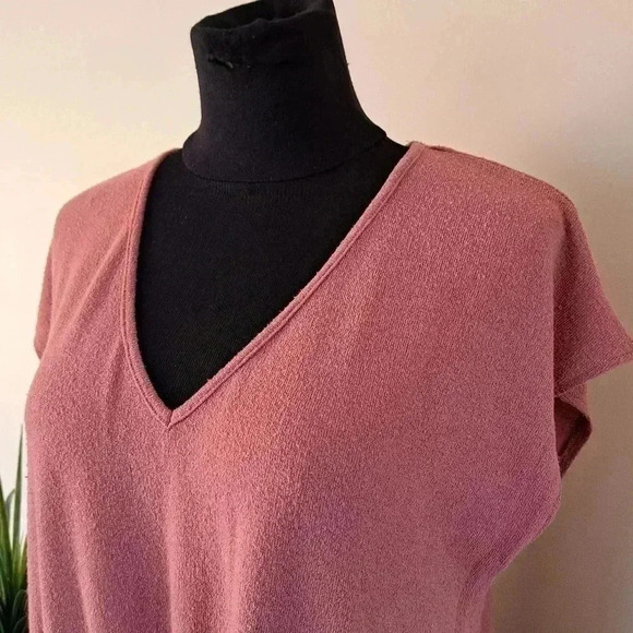 ❤️ Pleione Soft Knit V-neck Top Tie Front Womens Size Small - Picture 5 of 8